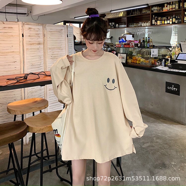Áo Thun Unisex Nam Nữ Form Rộng Tay Lỡ Thời Trang Hàn Quốc TAY DÀI MẶT CƯỜI Độc Đẹp Vải Dày Mịn Thoáng Mát Thiết Kế Thời Trang Kiểu Dáng Năng Động Trẻ Trung