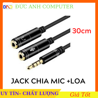 Jack chia 3.5 thành micro và phone (loại tốt- Đầu Mạ Vàng)- Dây Dài 30cm- Hàng Loại 1, Nghe Nói Rõ