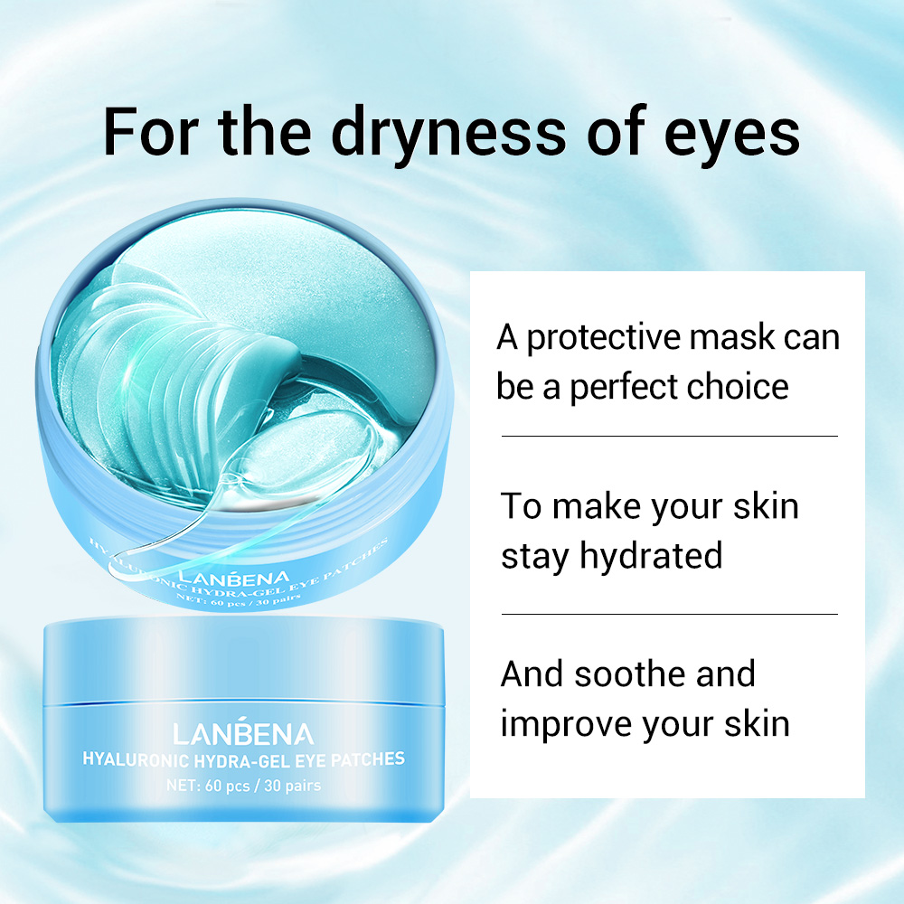 LANBENA  Mặt nạ mắt Hyaluronic Acid Collagen Gel dưỡng ẩm cho mắt Miếng dán chăm sóc da mặt Chống nhăn mắt sưng húp Da mắt đàn hồi