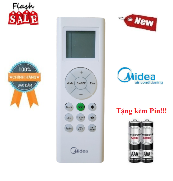 Remote Điều khiển điều hòa Midea 1& 2 chiều Inverter - Hàng chính hãng mới 100% Tặng kèm Pin!!!