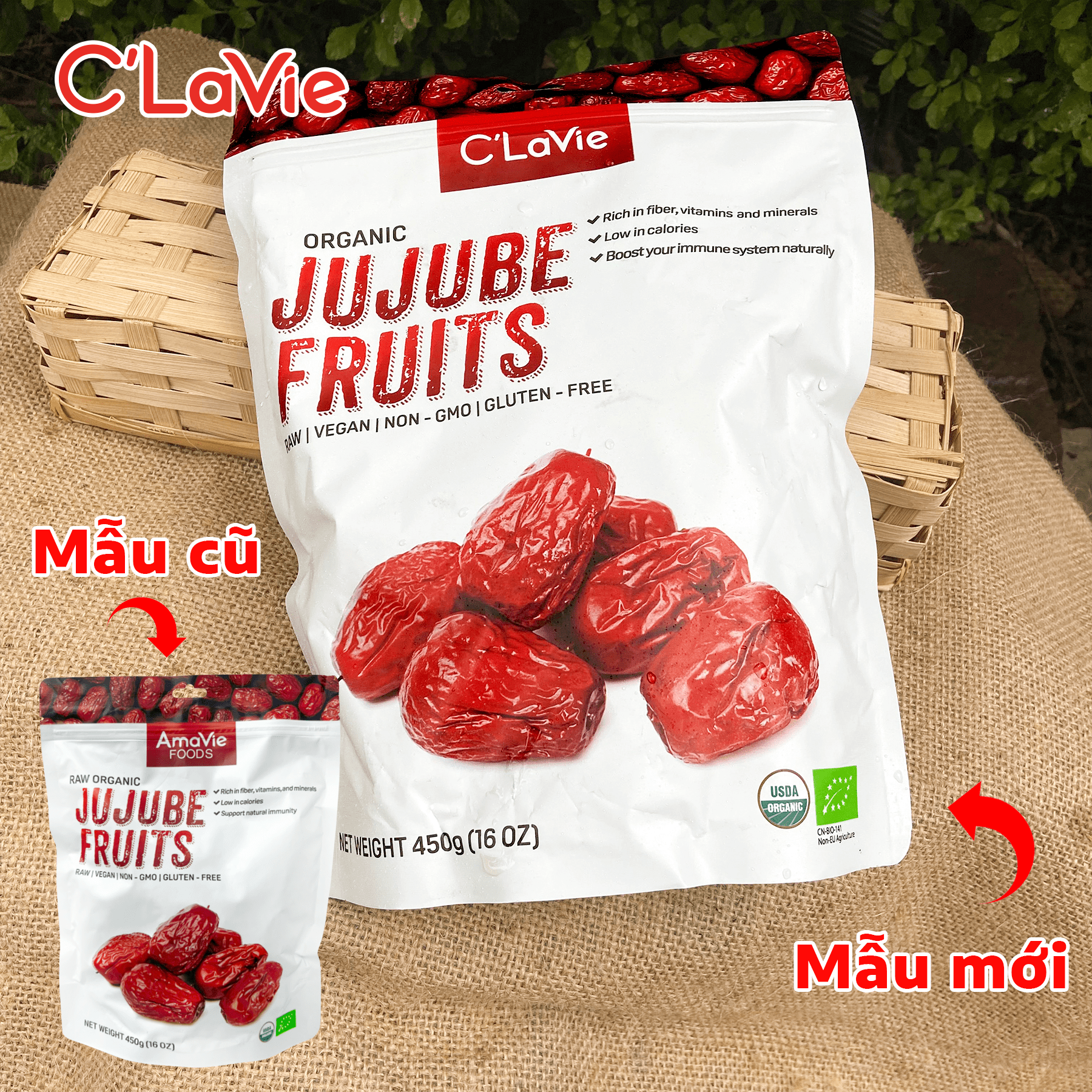 Táo đỏ hữu cơ C'Lavie 450g (Mẫu cũ Táo đỏ hữu cơ Amavie Foods) - Leafhouse hcm