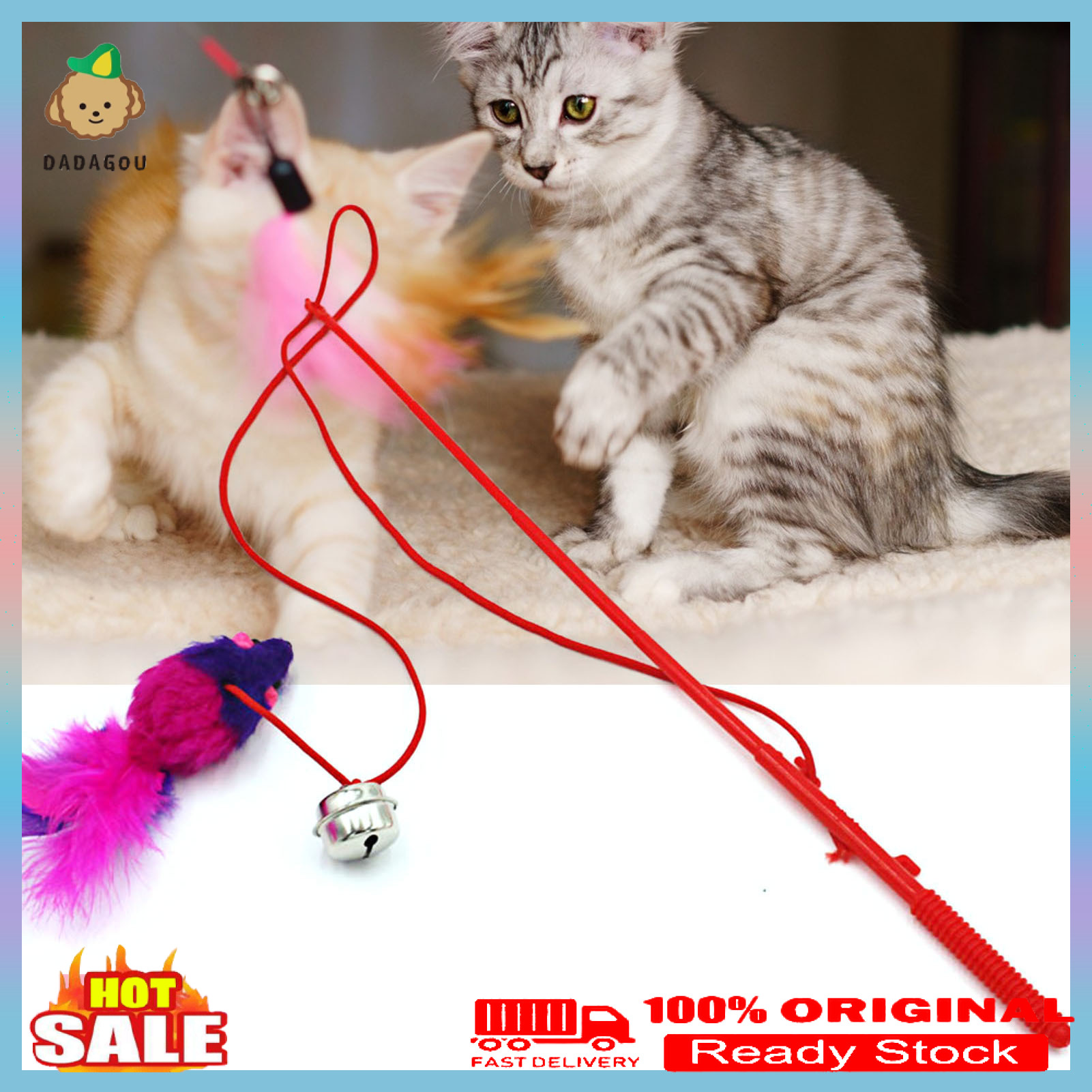 Teaser Stick Mouse Shape Interactive Plastic Cat Teaser Stick for Indoor