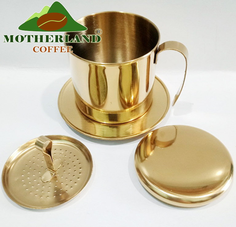 Phin cà phê inox mạ vàng chất liệu thép không gỉ pha 1 người uống