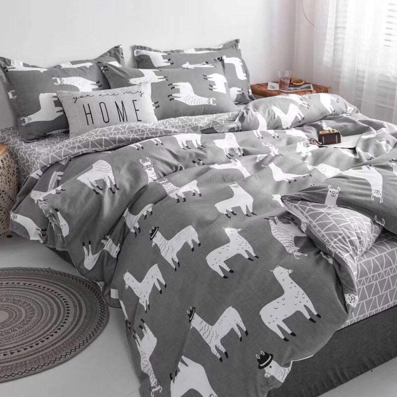 Bộ chăn ga gối cừu trắng bo chun đủ kích thước + ruột chăn hè