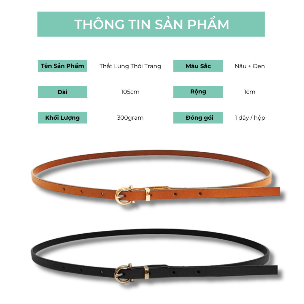 Dây Nịt Da Nữ Bản Nhỏ 1cm - Thắt Lưng Thời Trang BEBECHIC