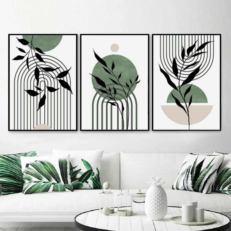 Bộ tranh BOHO trừu tượng - Tranh canvas treo tường phòng khách phòng ngủ, tặng đinh 3 chân treo tranh.