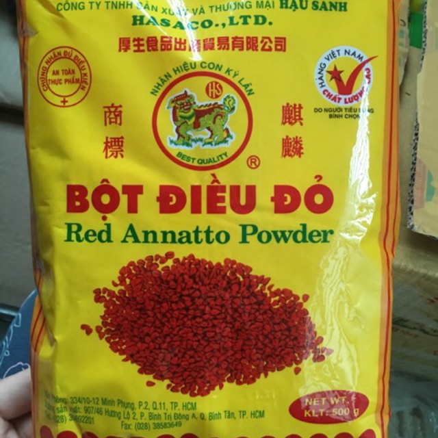 Bột điều đỏ Hậu Sanh gói 500g