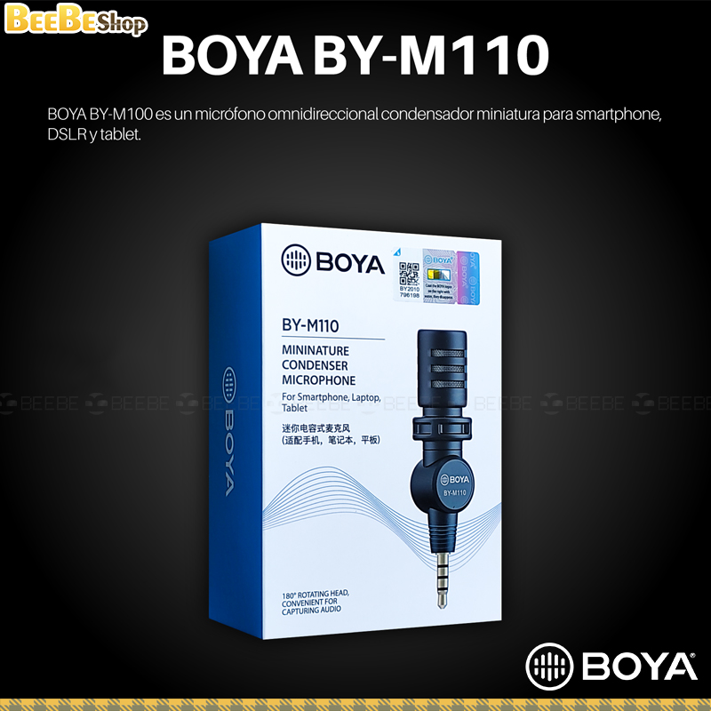 BOYA BY-M110 Ultracompact Condenser Microphone with 3.5mm TRRS Plug