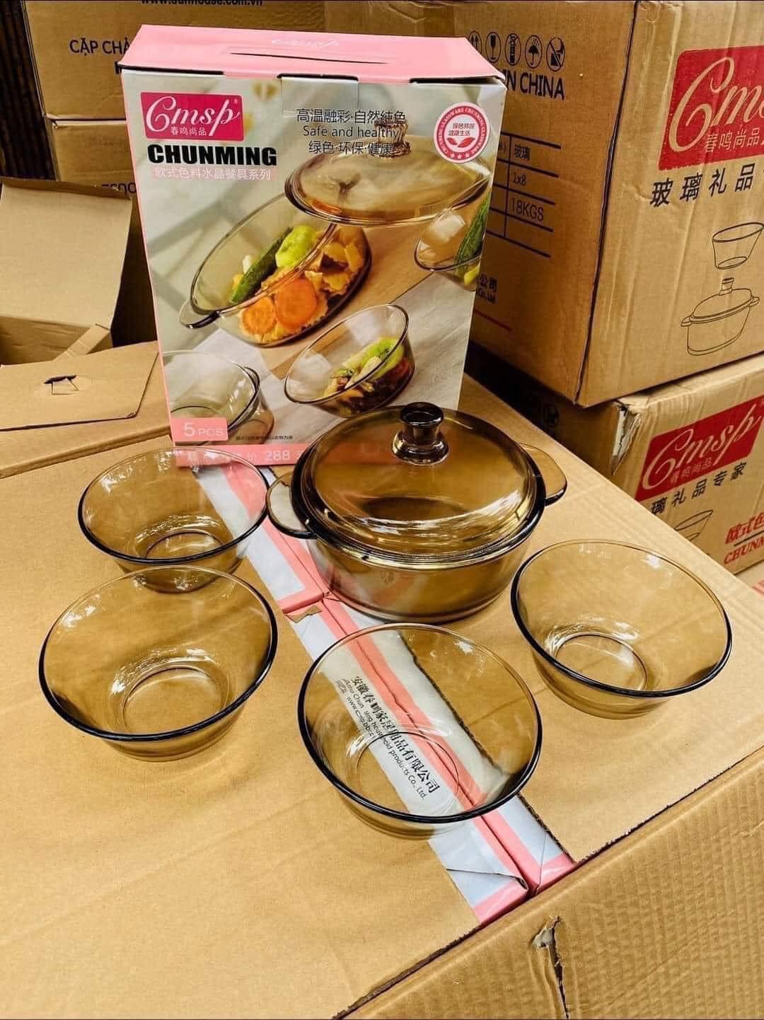 BỘ 5 MÓN THỐ & BÁT THUỶ TINH CHỊU NHIỆT
