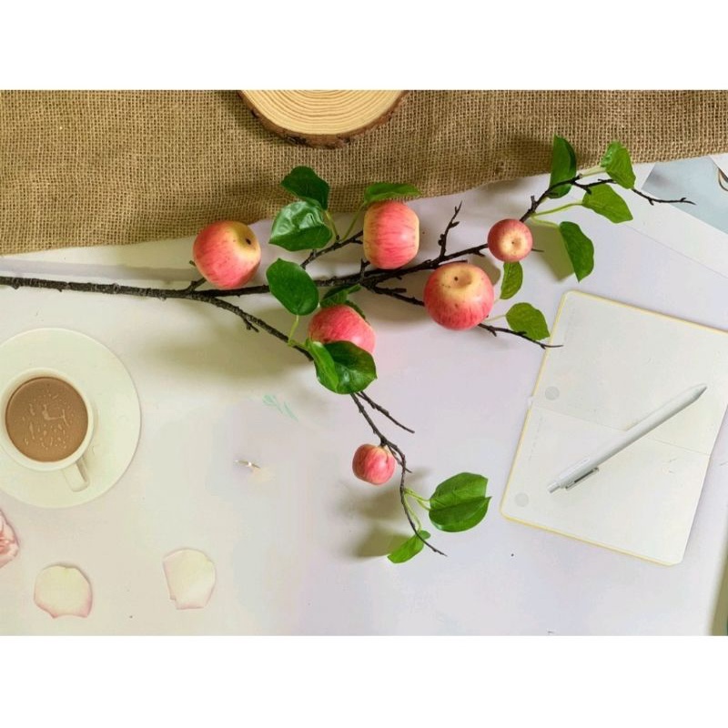 Hoa giả - Cành táo 6 quả decor giống thật 99% nhập khẩu cao cấp