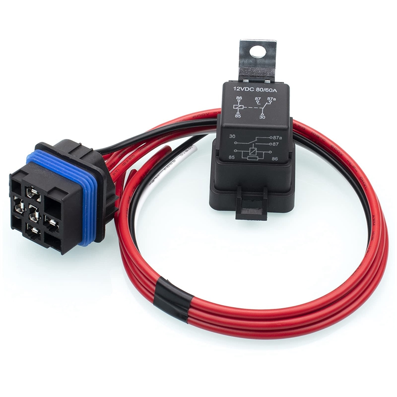 60/80 Amp 12 Volt Waterproof Automotive Relay with Pigtail 5Pin Heavy Duty 12 AWG Relays for