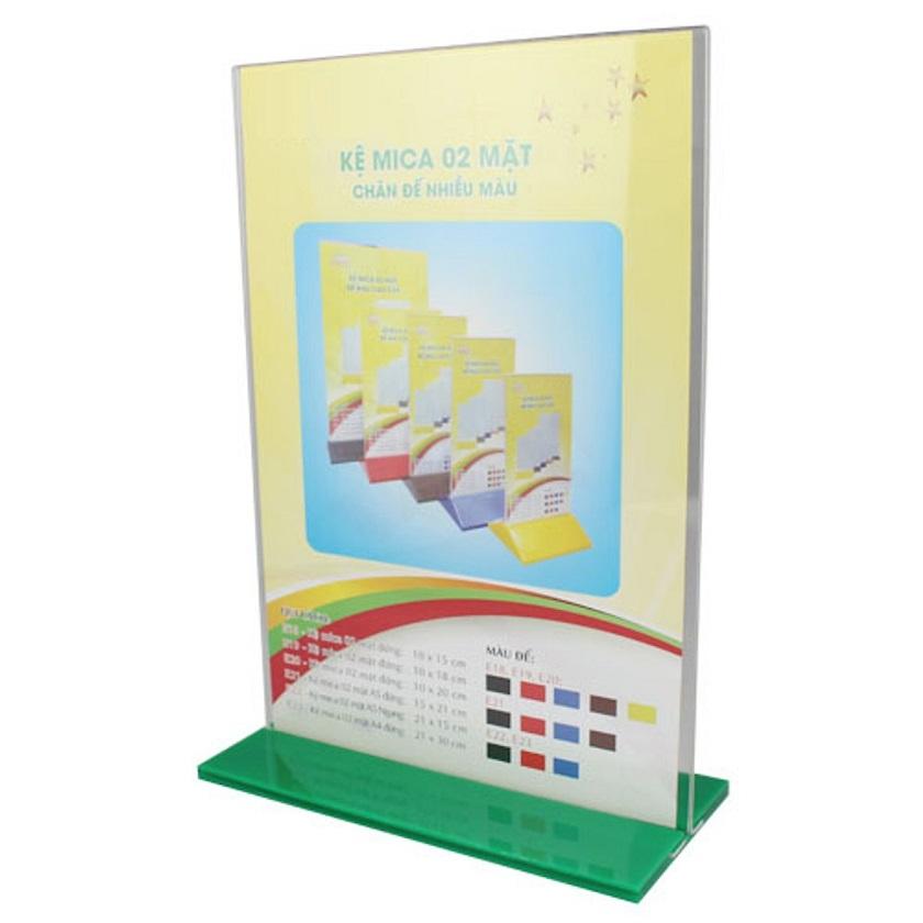 [HCM]Kệ mica 2 mặt A4 đứng - đế lùa nhiều màu E06 kích thước 21x30 cm