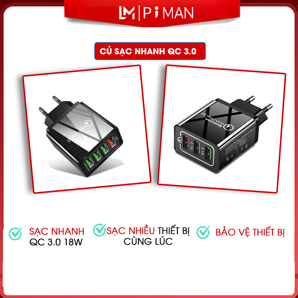 Củ Sạc Nhanh Piman Chuẩn Quick Charge 3.0 18W
