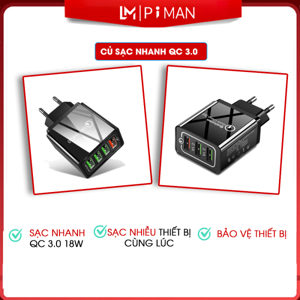 Củ Sạc Nhanh Piman Chuẩn Quick Charge 3.0 18W - Củ sạc tích hợp mọi loại thiết bị và điện thoại Piman  P212CL