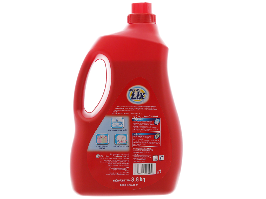Nước giặt Lix đậm đặc chai 3.6 lít