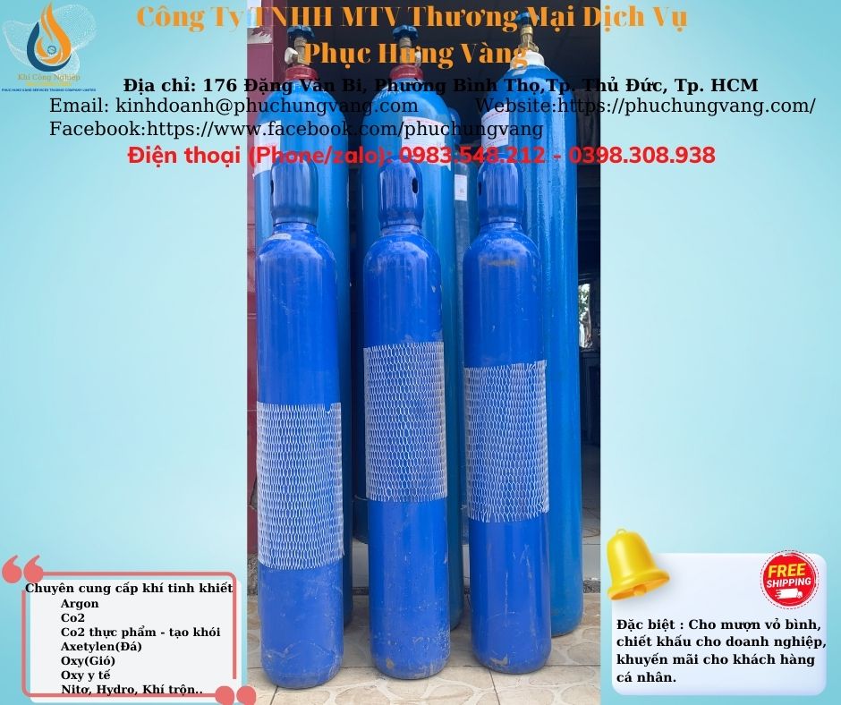 Bình khí Argon 14 LÍT - Gồm Bình Đã Bơm Đầy Khí