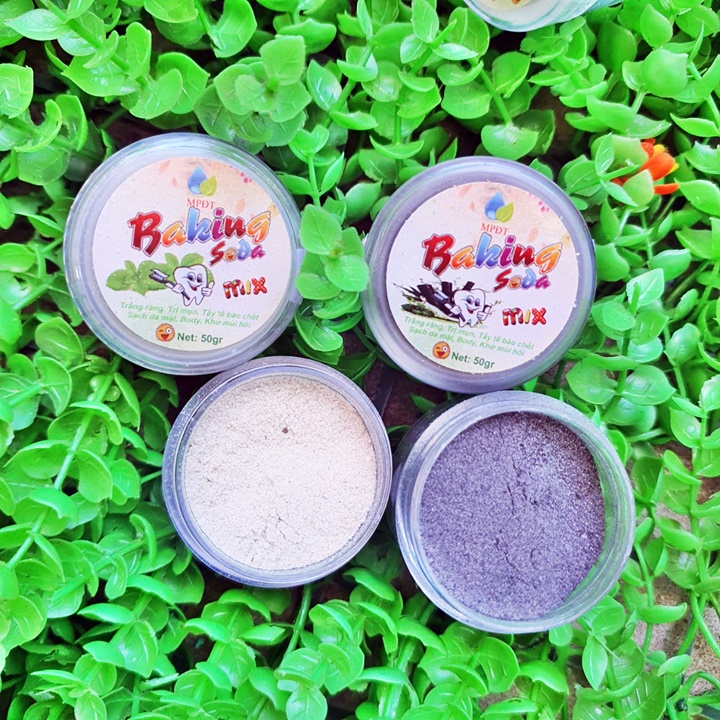 [HCM]Baking Soda Bạc Hà Than Tre Trắng Răng Thơm Miệng Giam Mụn Mịn Da Khử Mùi Loại Bỏ Da Chết