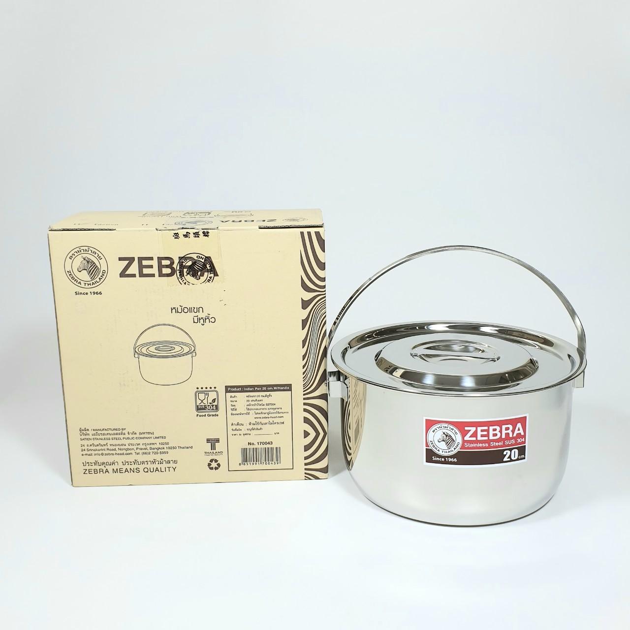 Nồi Inox Zebra Thái Lan Indian Có Quai Xách 20cm 22cm