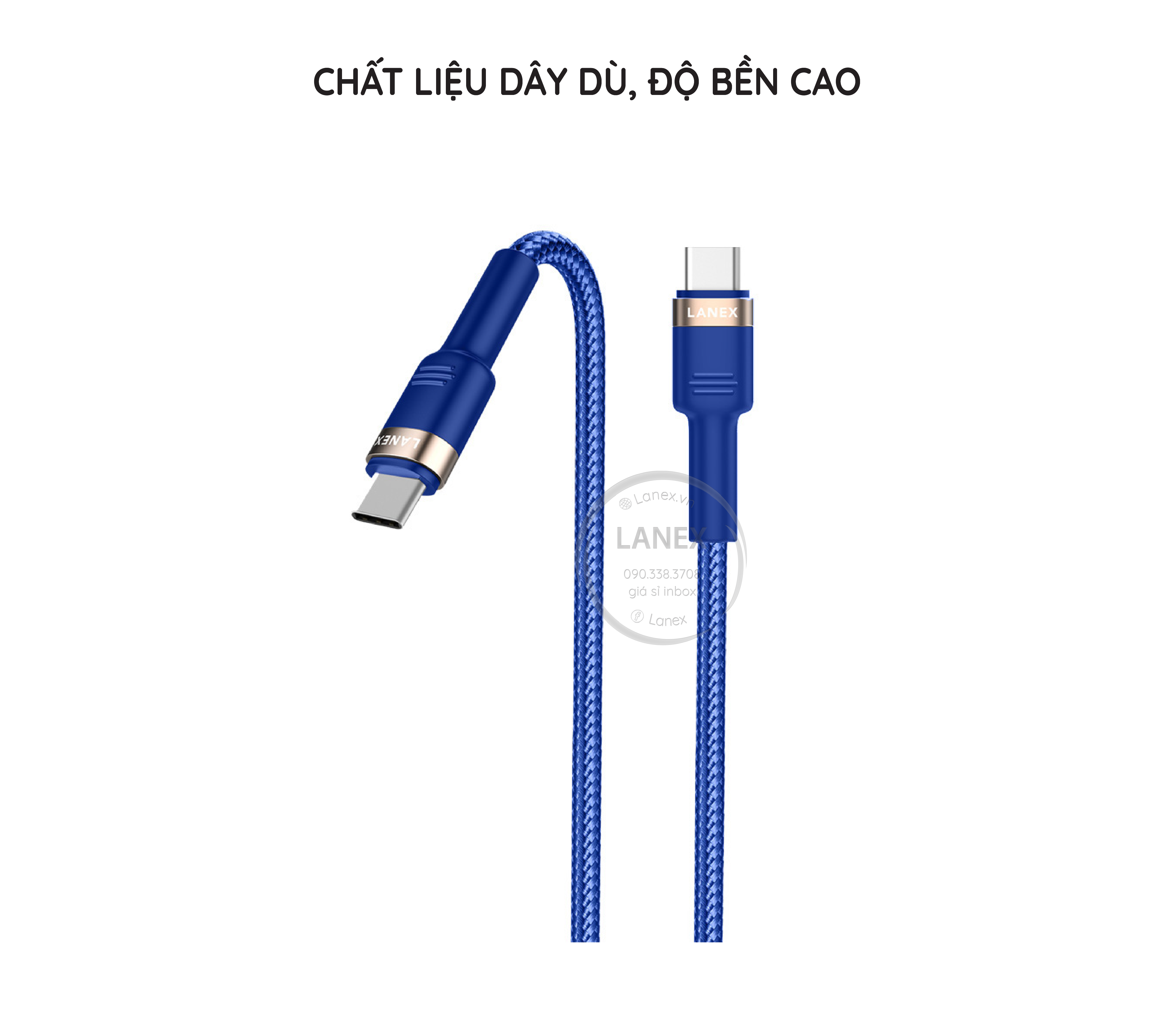 Cáp Sạc Nhanh Lanex Ltc - N17c Dây Dù Type C 3.0a Dài 1.5m