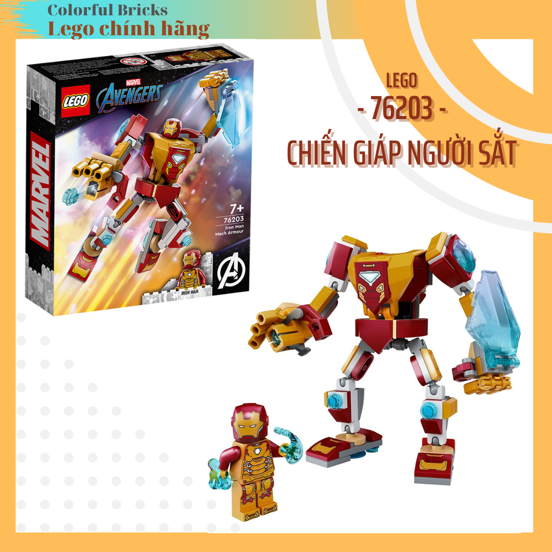 LEGO Marvel 76203_Chiến giáp Người Sắt (Iron Man Mech Armor)_Chính hãng