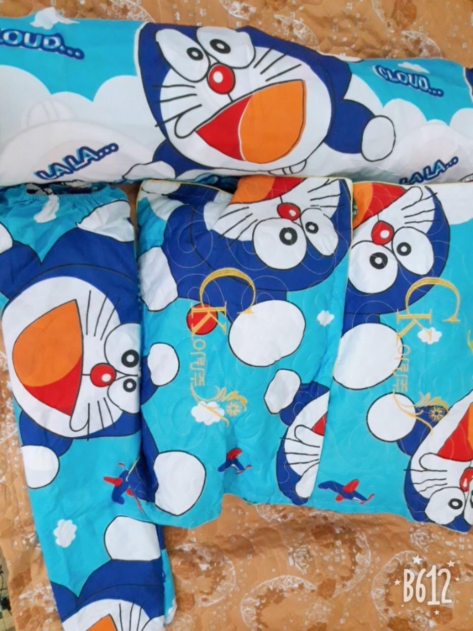 [HCM]Bộ Drap Nệm Cotton Poly Hàn Quốc Doremon