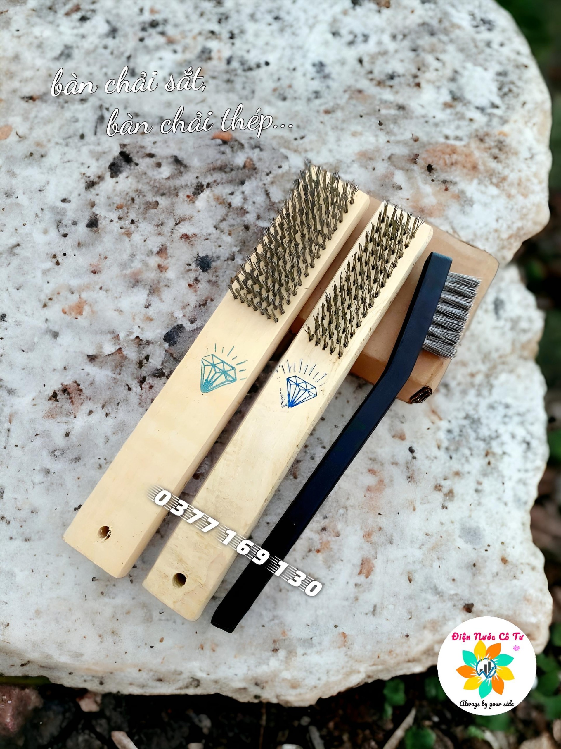 Combo 3 cây cọ sắt Kim Cương - Cọ đánh rỉ, chà gỉ sét