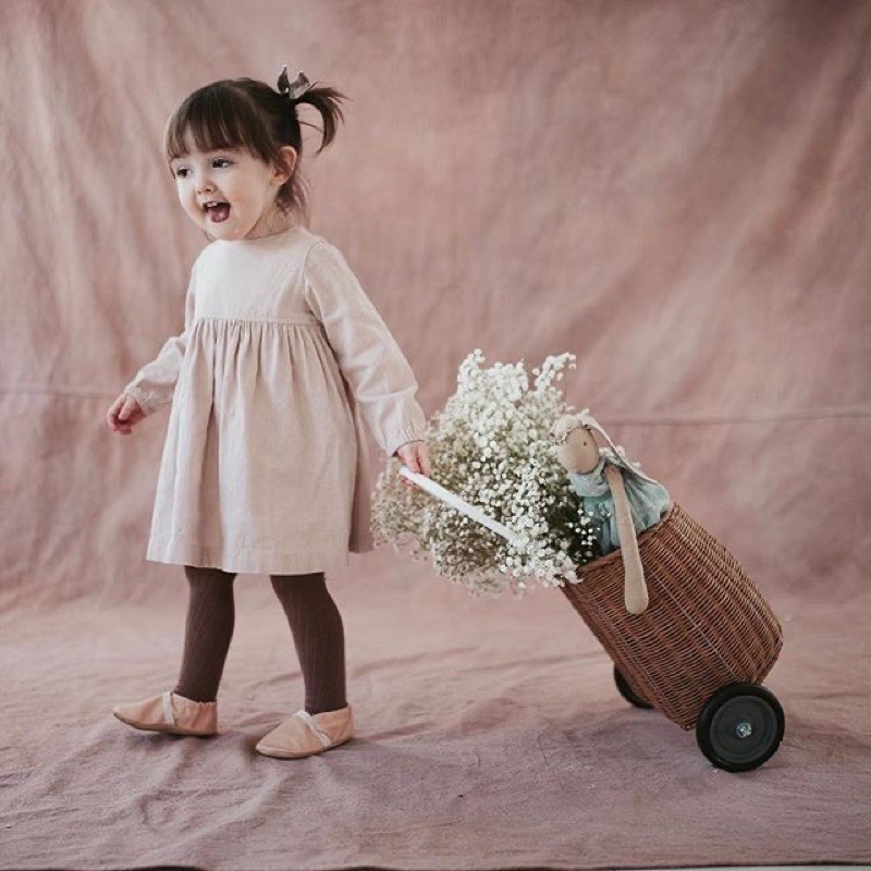 [Hàng Handmade] Xe kéo cho bé LUGGY dành cho chụp hình studio cực xinh, làm bằng mây, kích thước 38 x 25.4 x 74 cm