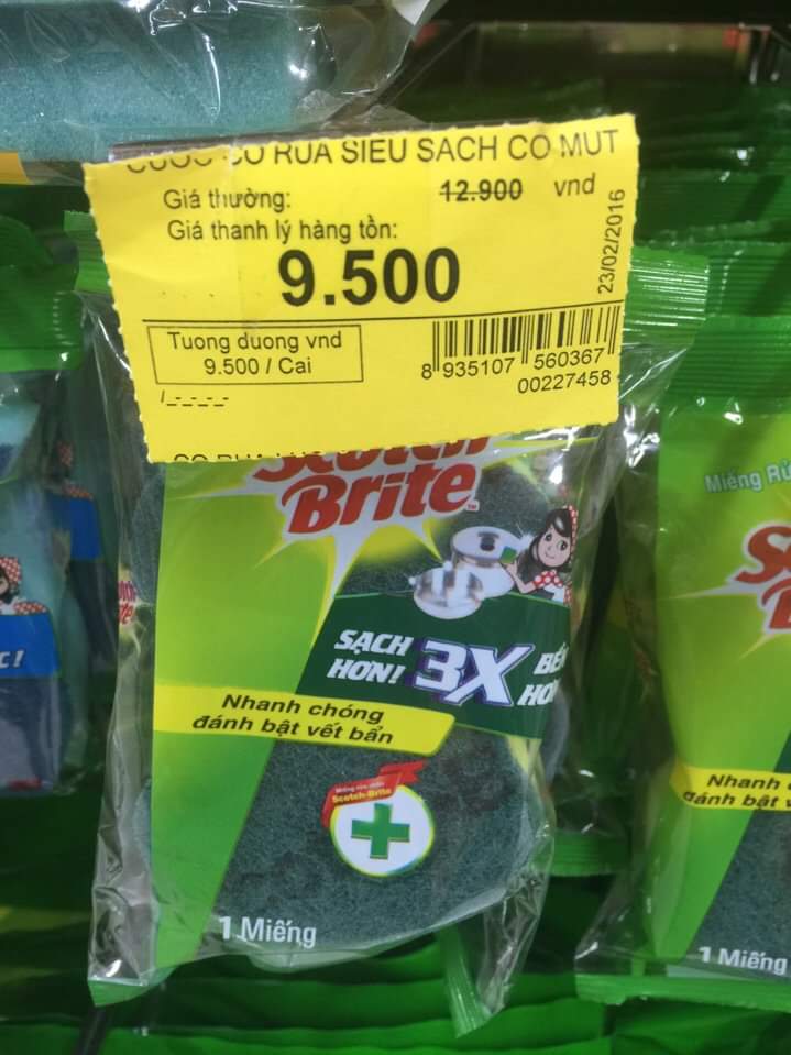 Miếng rửa chén Scotch-Brite 2 lớp cước 2 công dụng.