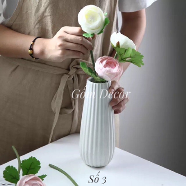 Bộ 3 Lọ Hoa - Bình Hoa Trang Trí Decor - Gốm Sứ Bát Tràng