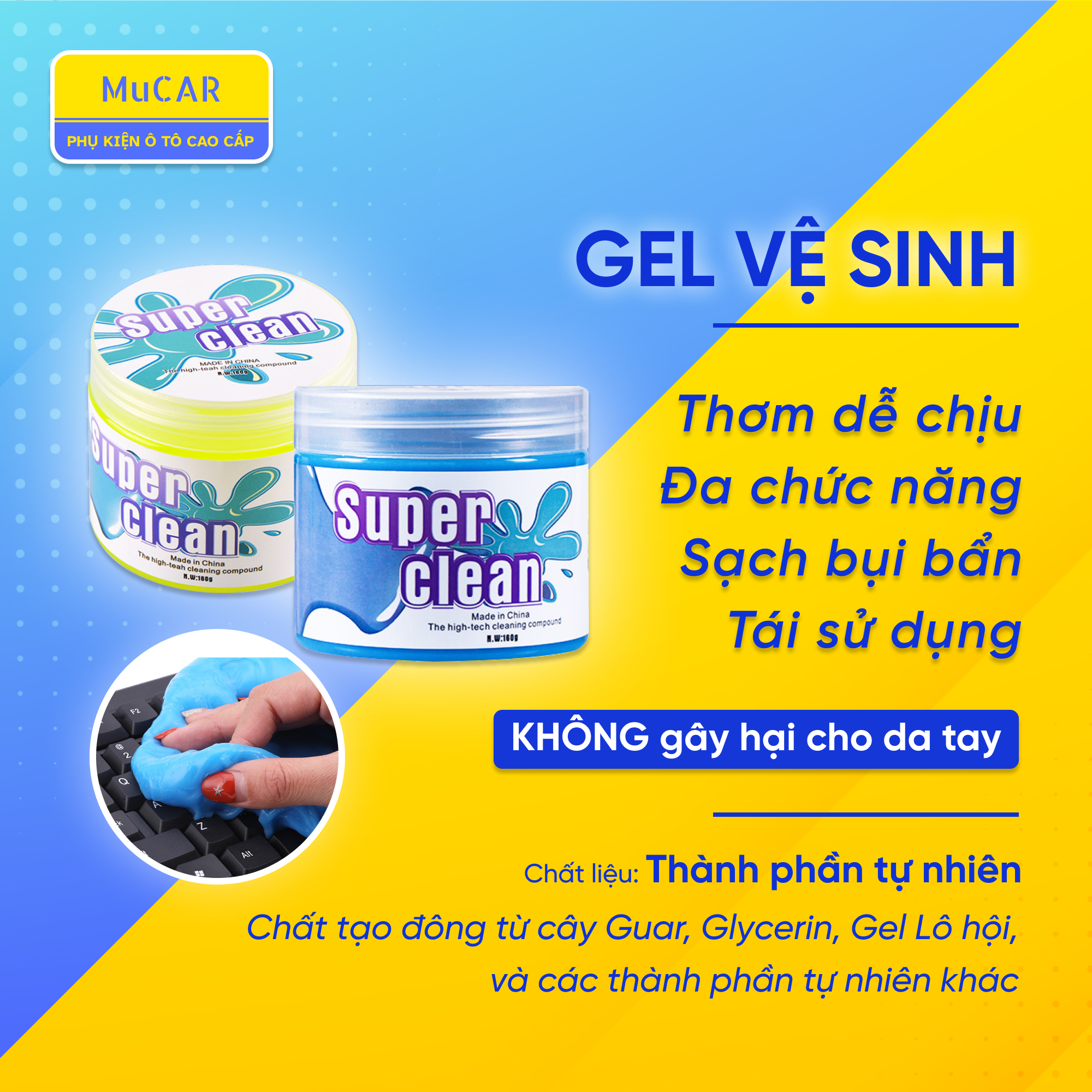 [HCM] Gel cao su vệ sinh bàn phím hoặc máy lạnh xe hơi