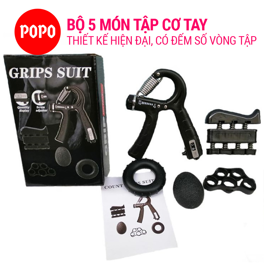 Combo 5 món tập cơ tay, bóp tập tay thế hệ mới có số đếm tự động, hiện đại, chất liệu an toàn cao cấp POPO