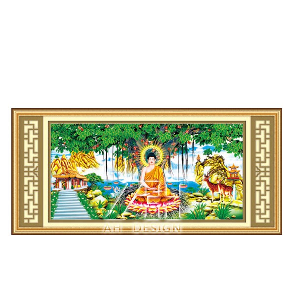 [HCM]Tranh thêu Phật Ngồi Gốc Bồ Đề ms 53429
