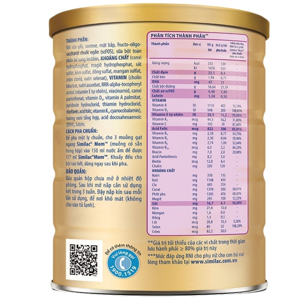 Sữa Bột Abbott Similac Mom Hộp 900g (Bà mẹ mang thai và cho con bú)