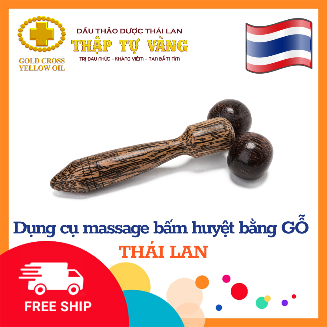 Cây lăn gỗ Dụng cụ massager Thái Lan ( 19 cm x 9 cm )