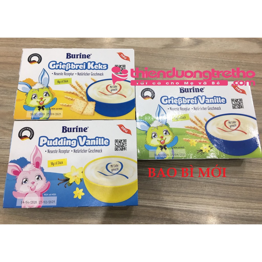 Cháo sữa Burine Pudding Vani [1 Lốc 6 Hũ]