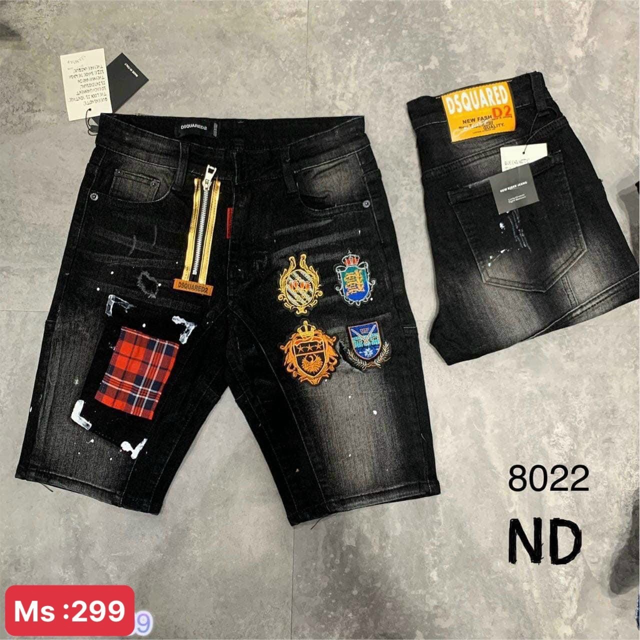 Quần short jean nam cao cấp hàng quảng châu thêu LOGO phối dây kéo phong cách 2022 chất liệu vải bò hàng shop