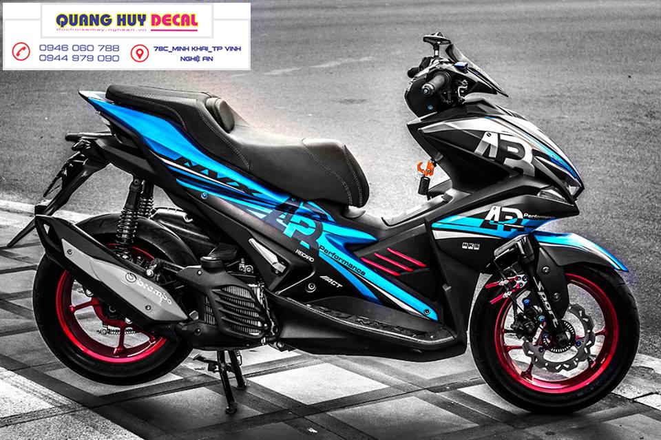 Tem trùm xe máy NVX độ xanh xám nước biển - chế tem xe máy NVX thiết kế theo yêu cầu - Tem xe máy NVX rẻ đẹp và chất