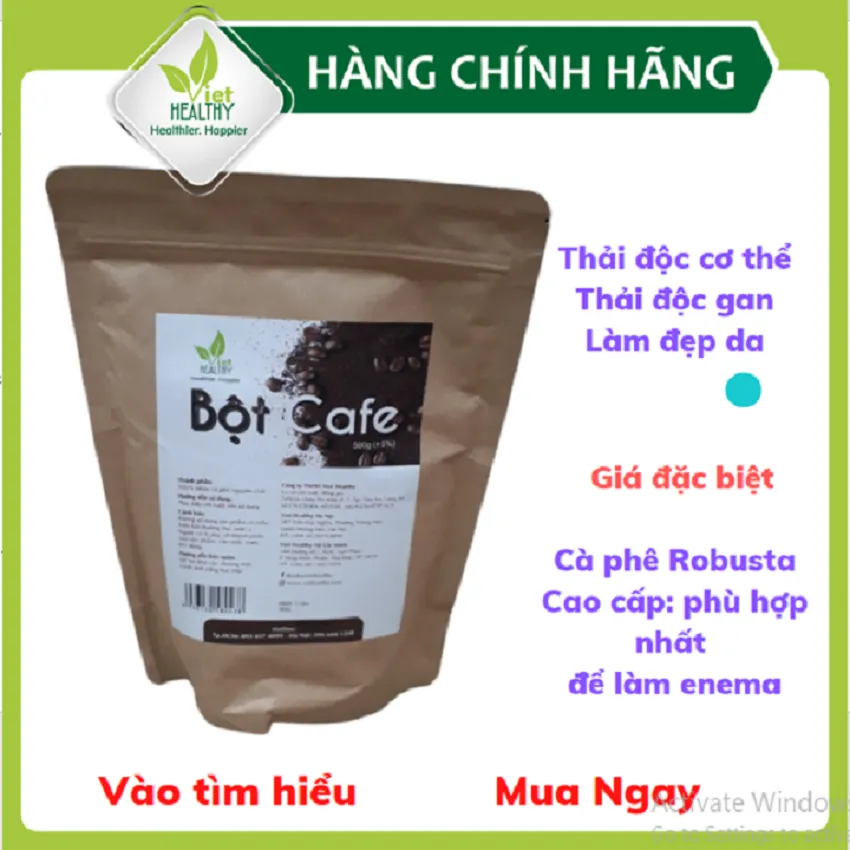 Bột cà phê nguyên chất Enema Viet Healthy 500g- Coffee enema thải độc đại tràng- bột cafe enema thụt tháo đại tràng có tác dụng làm đẹp da, thải độc đại tràng, gan, bảo vệ sức khỏe- Viethealthy