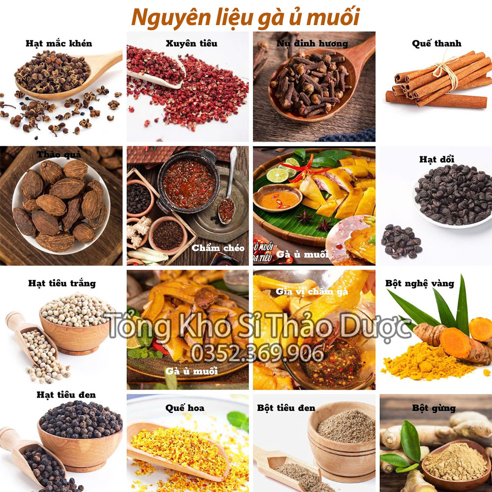 Nguyên liệu gà ủ muối hoa tiêu