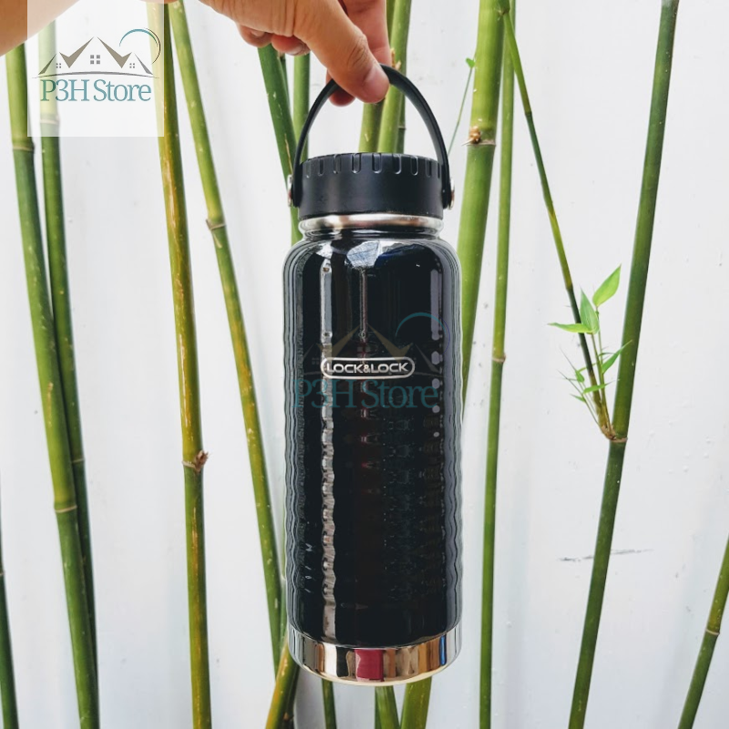 Bình Giữ Nhiệt 900ml Lock&Lock Wave Handle màu đen LHC4163BLK