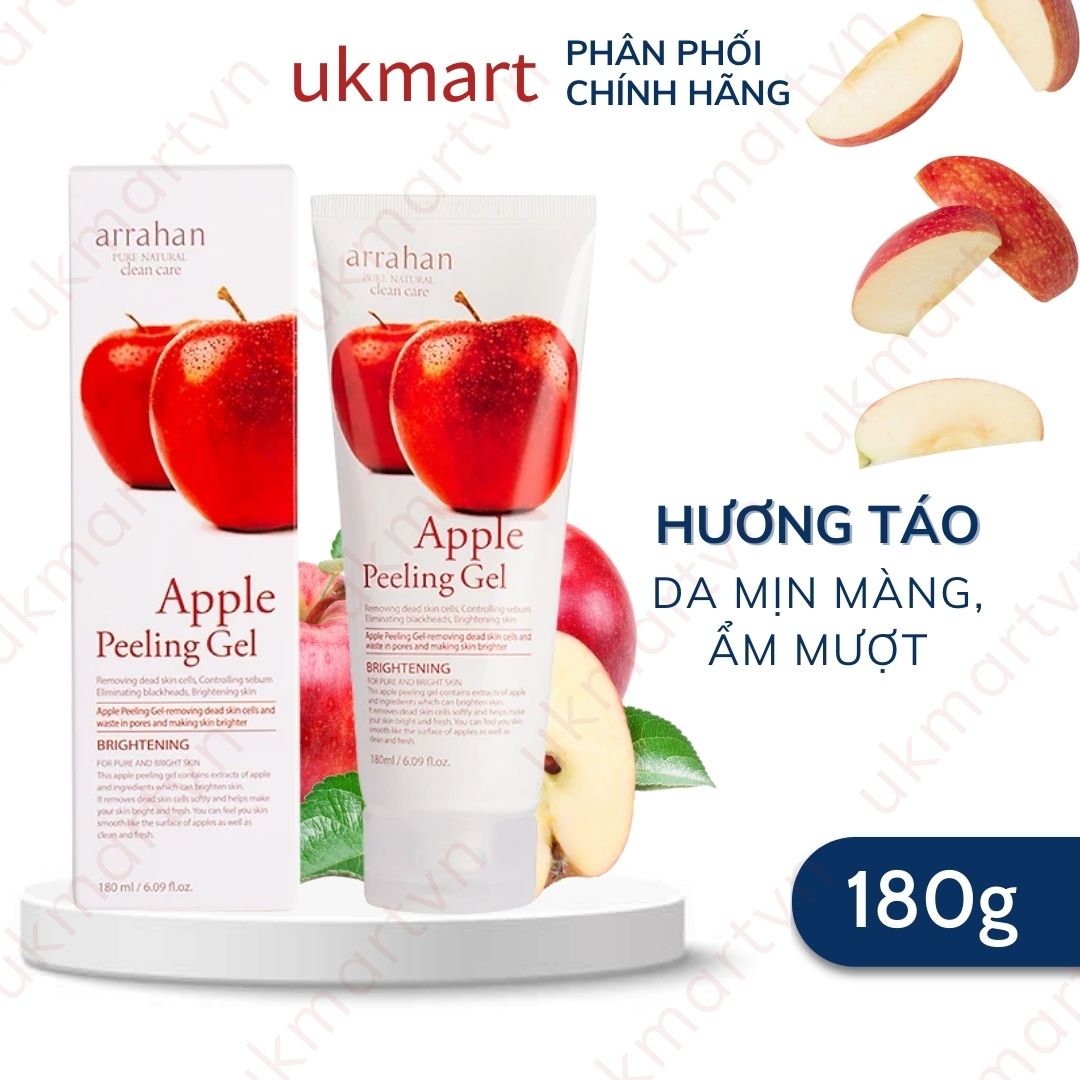 Gel Tẩy Tế Bào Chết Arrahan 180ml Peeling Gel Hương Táo Than Hoạt Tính Hương Bưởi Aroma