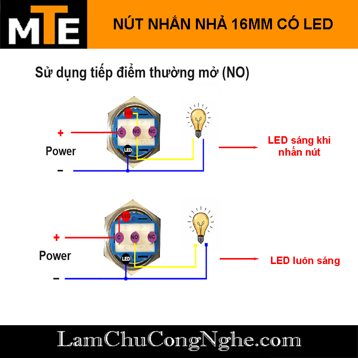 Giắc nối nút nhấn 16mm