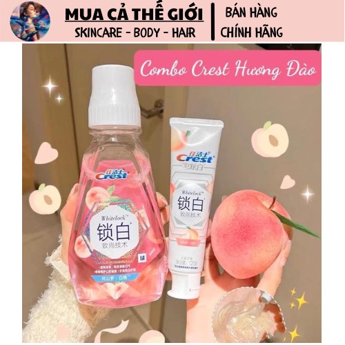 [GIẢM 5% ĐƠN 129K]Kem đánh răng - Nước xúc miệng Crest hương quả Đào