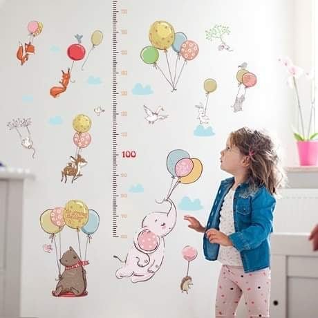 Decal dán tường đo chiều cao voi hồng
