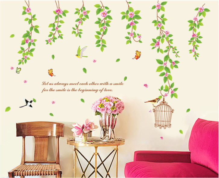 DECAL DÁN TƯỜNG DÂY LEO HOA TẦM XUÂN