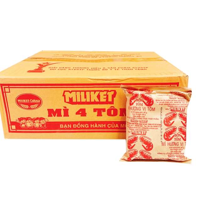 (10 gói) Mì gói giấy/ mì ăn liền Miliket 4 tôm