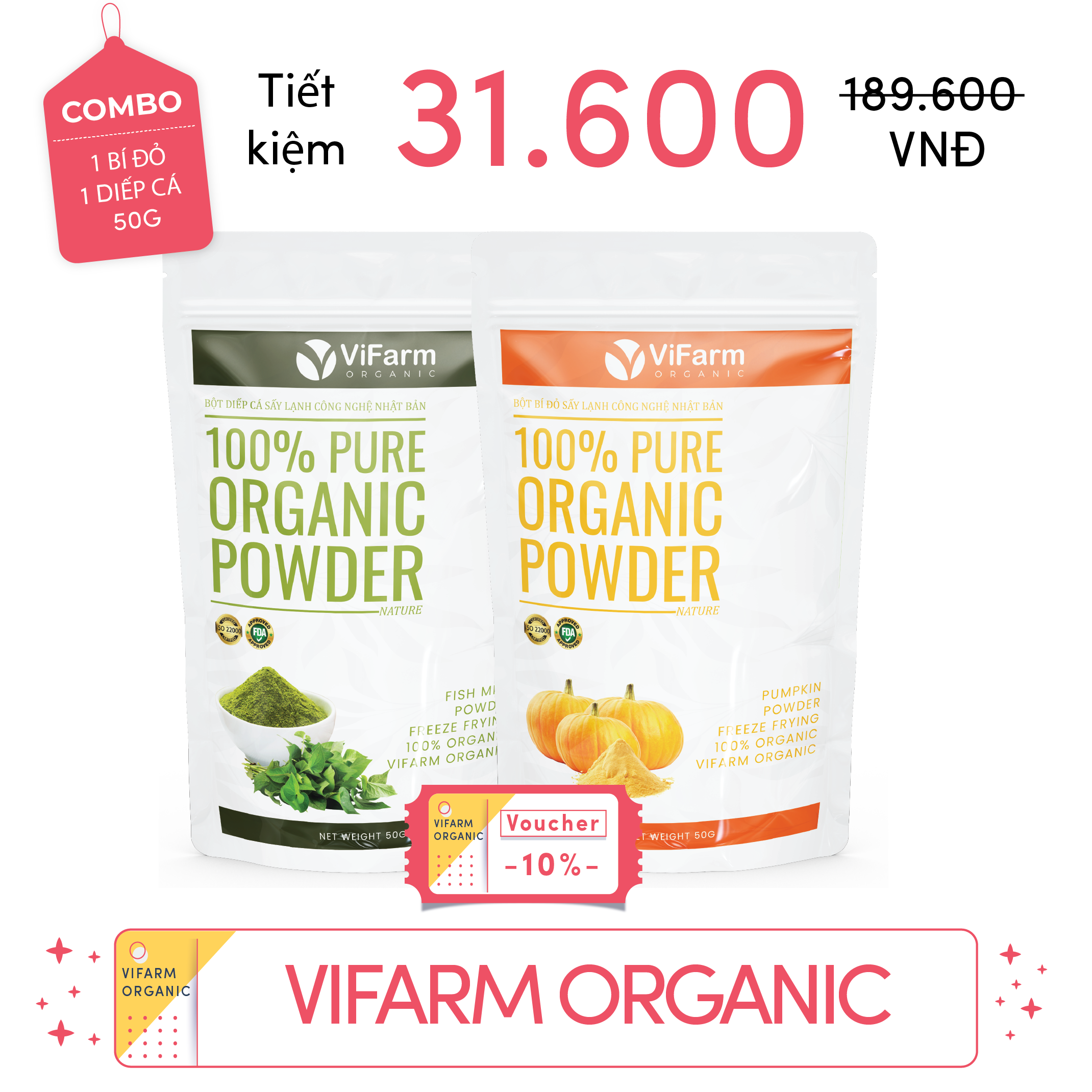 Bột Bí Đỏ Nguyên Chất ViFarm 50g