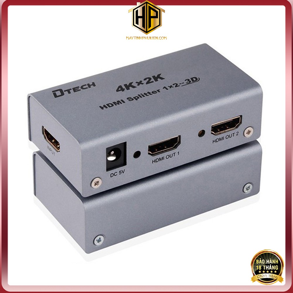 Dtech dt-7142 - bộ chia hdmi 1 ra 2 màn hình giống nhau hỗ trợ 4k2k full hd chính hãng
