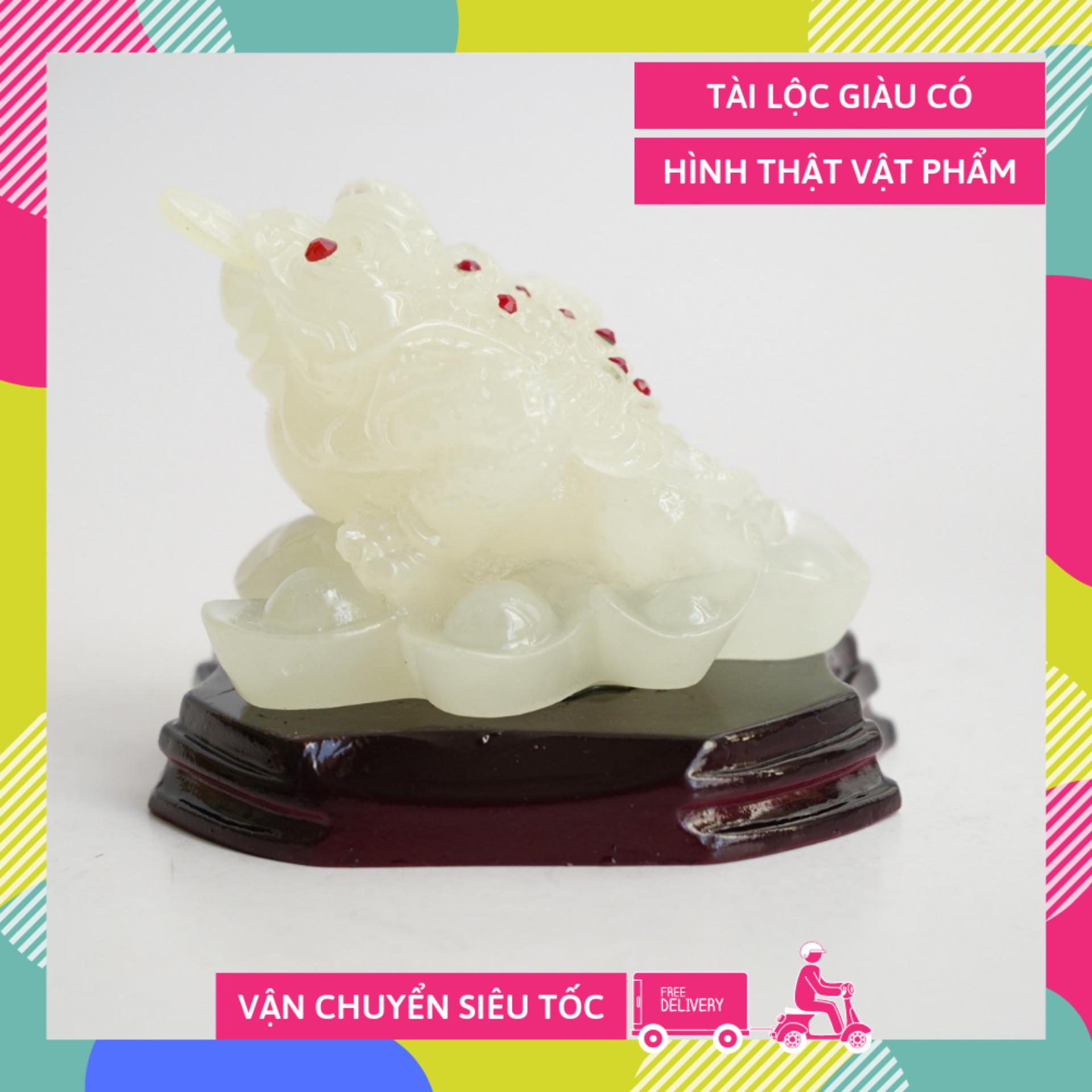 Tượng Cóc Thiềm Thừ ngọc trắng dâng tài lộc Thần Tài - Cao 7cm