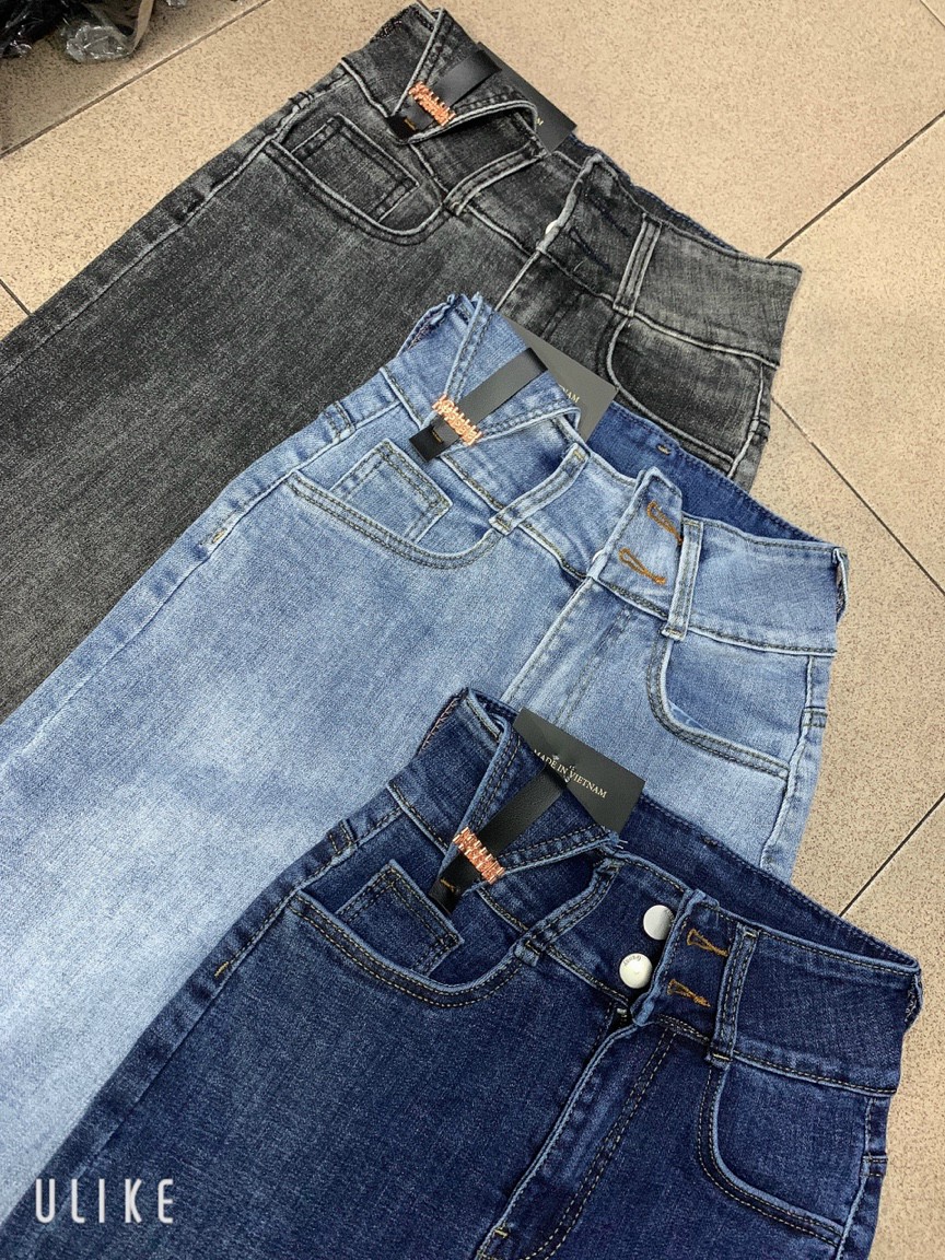 QUẦN NGỐ SKINNY JEAN GIÃN LỬNG NỮ LƯNG CAO PHỐI 2 NÚT TAM GIÁC DA, RÁCH ĐÙI MÀU XANH NHẠT, XANH ĐẬM, XÁM CAO CẤP HADI ĐỦ SIZE S, M, L SIÊU TÔN DÁNG